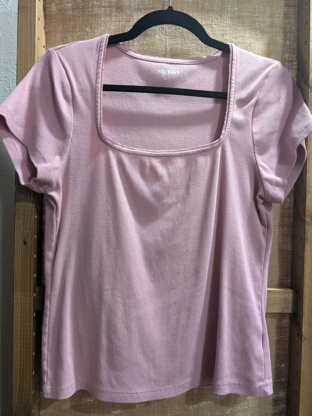 Old Navy Women’s Short Sleeve Square Neck Top - Dusty Pink